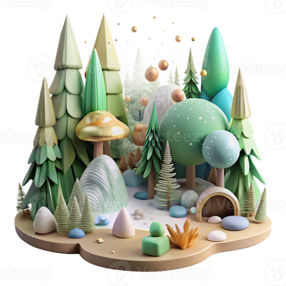 vibrant vintage Diverse Forest Landscape Transparent Element high resolution png