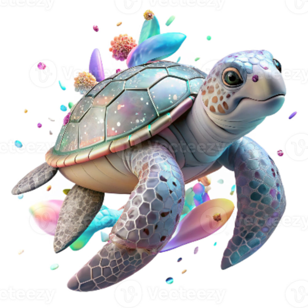 vibrant traditional Endangered Sea Turtle Isolated on White high quality png
