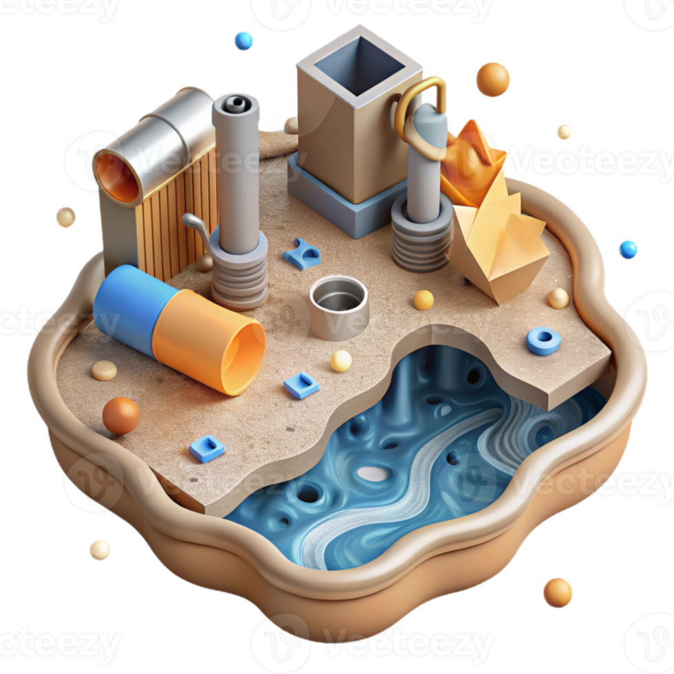 stunning creative Contaminated Water with Industrial Waste Top View Cutout detailed png