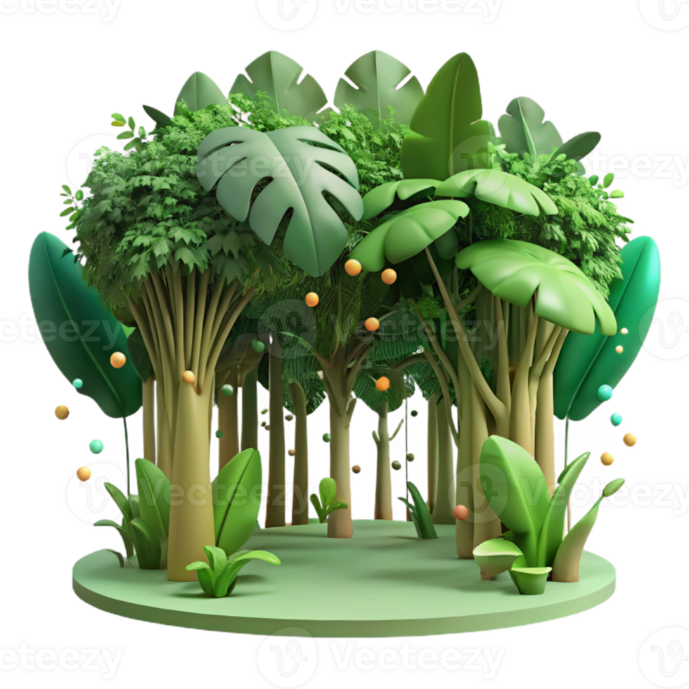 elegant modern Forest Canopy Lush Green Top View Transparent Background detailed png