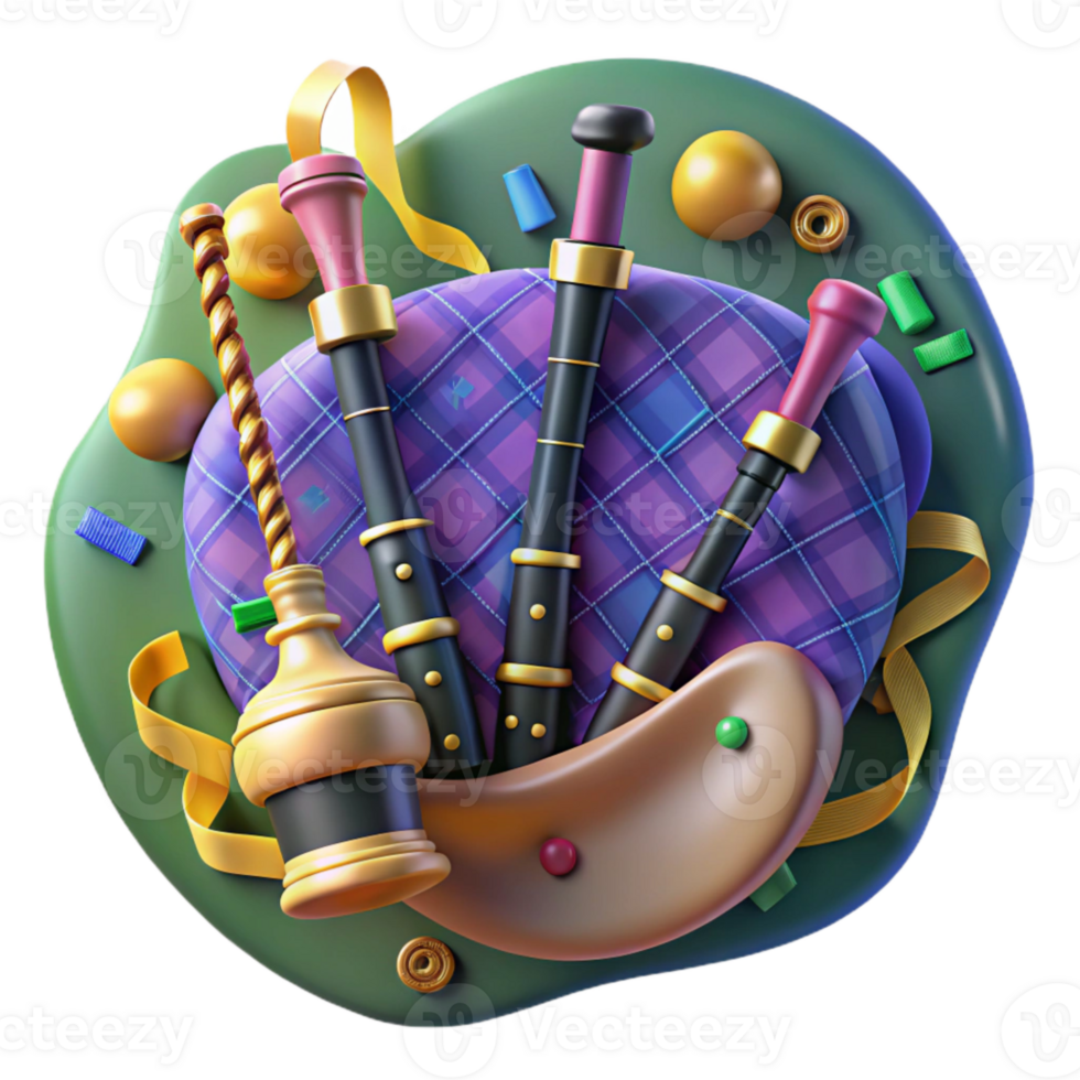 serene abstract Bagpipes Scottish Design Cutout Isolated genuine png