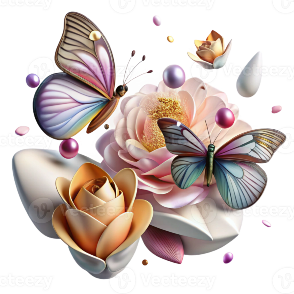 wonderful minimalist Butterfly Migration Landing on Flower Isolated Petal Detail genuine png