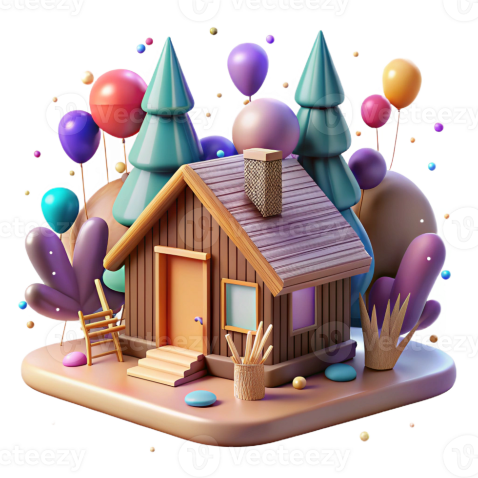 elegant modern Cozy Cabin in the Woods Isolated Element png