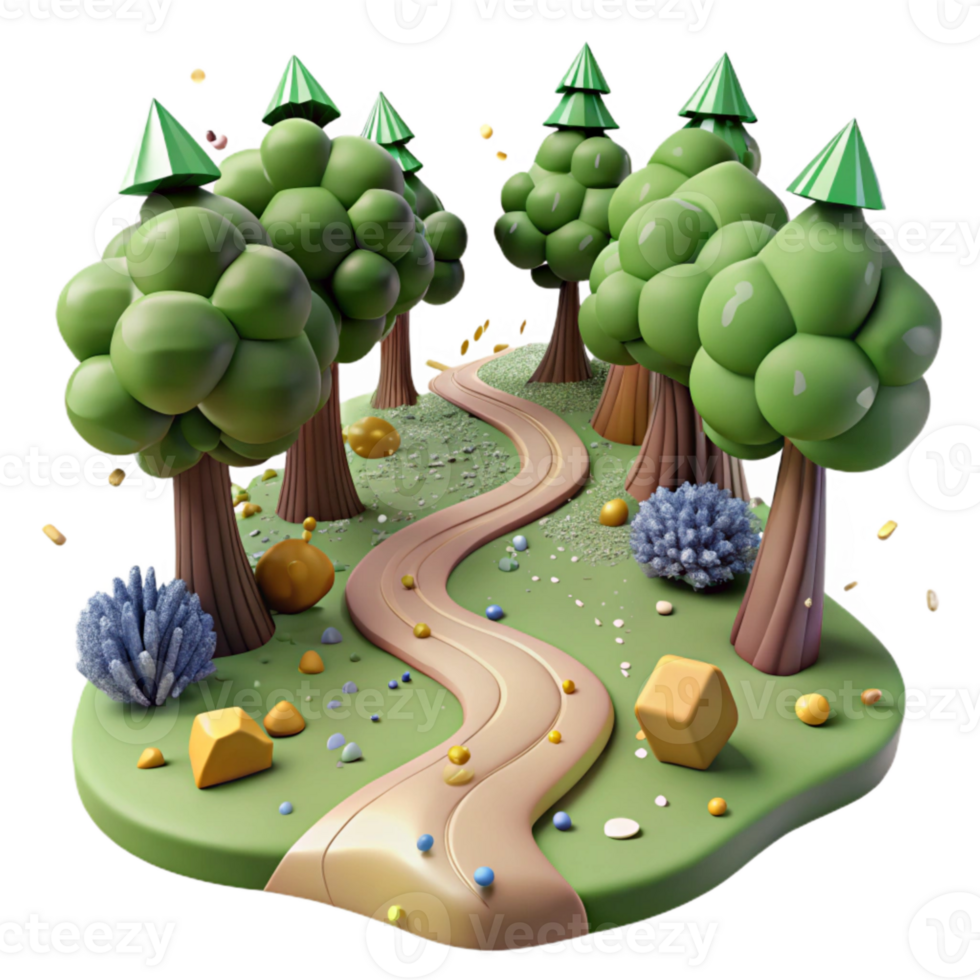 vibrant contemporary Forest Path Top View Isolated on Transparent Background genuine png