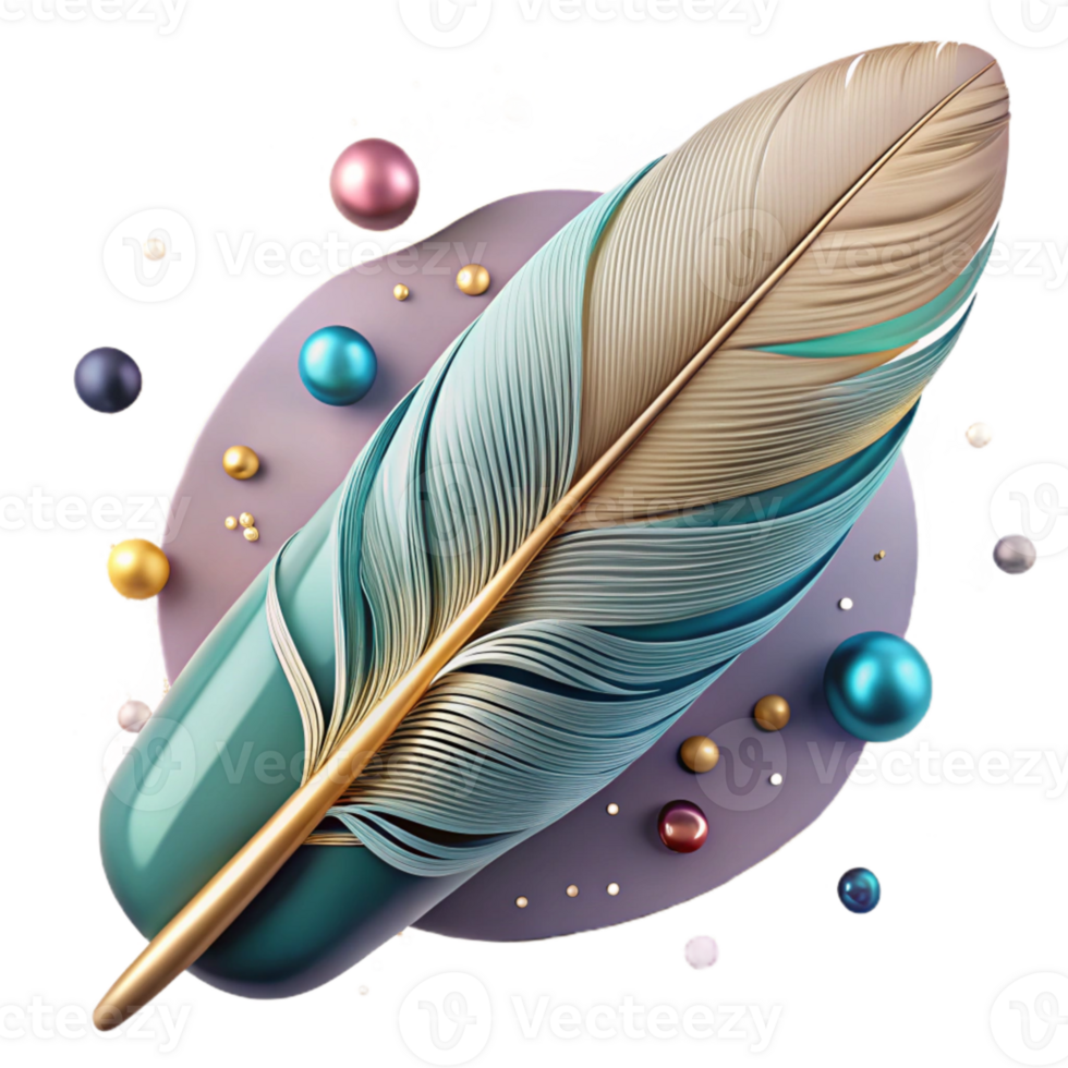 elegant minimalist Bird Feather with Embossed Effect Isolated Element exclusive png