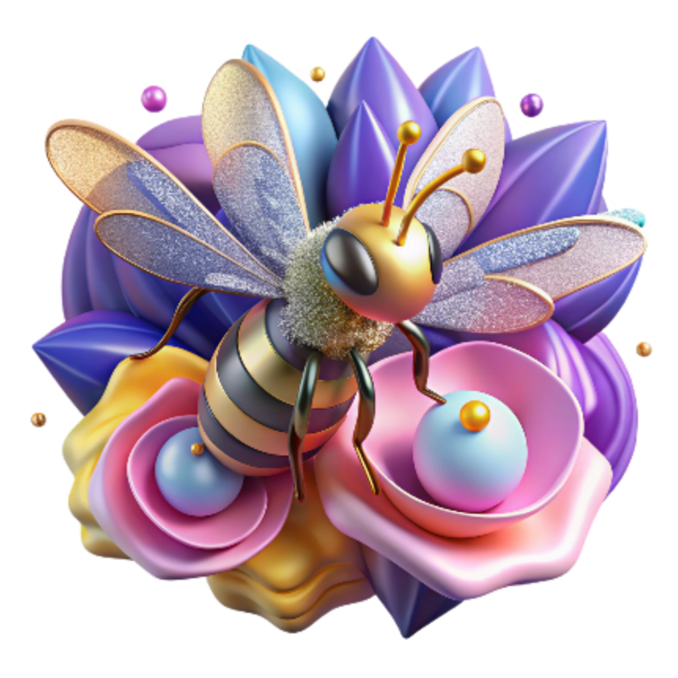 impressive abstract Brightly Colored Bee on Orange Blossom Isolated png
