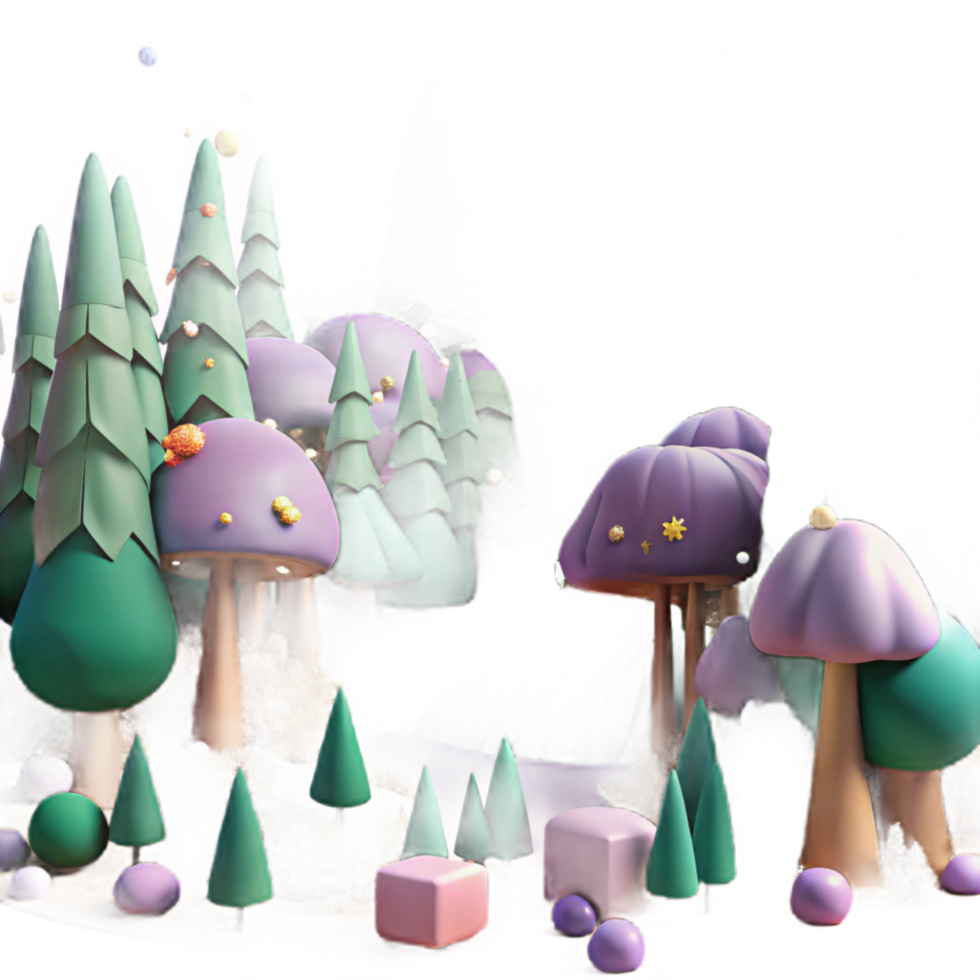 wonderful modern Crowded Forest Landscape Cutout Realistic Rendering authentic png
