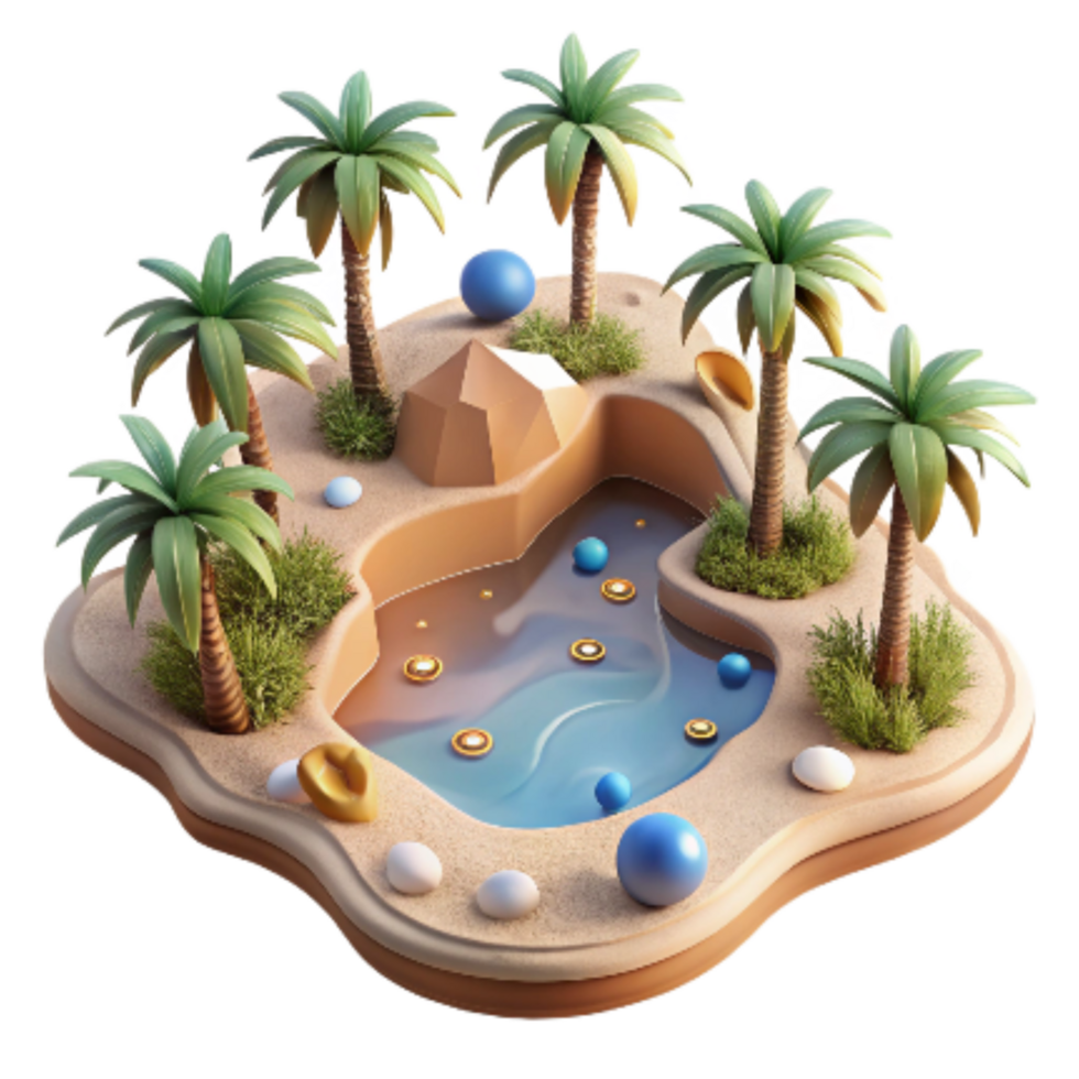 stunning traditional Desert Oasis Cutout Isolated Palm Trees and Water png