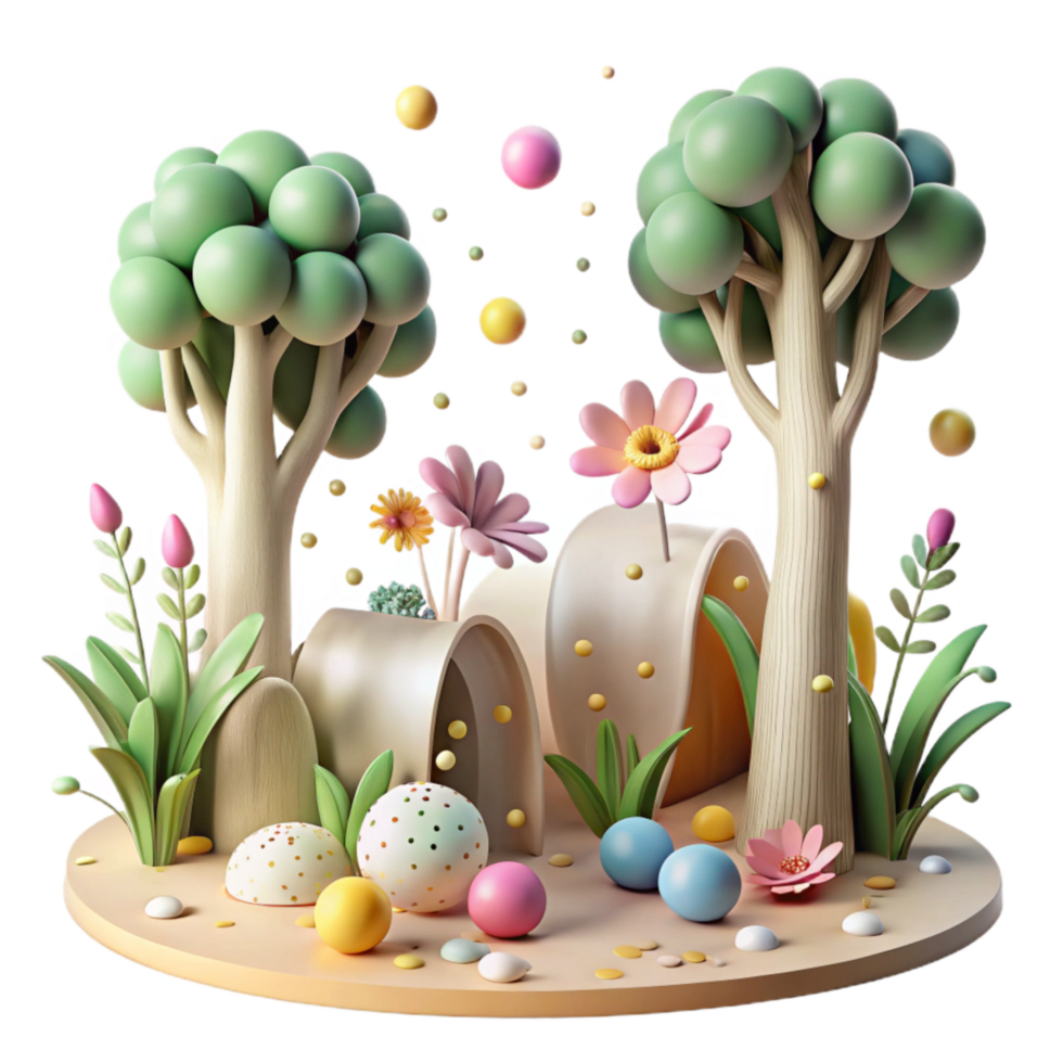 wonderful artistic Forest Clearing Wildflowers Transparent Background authentic png