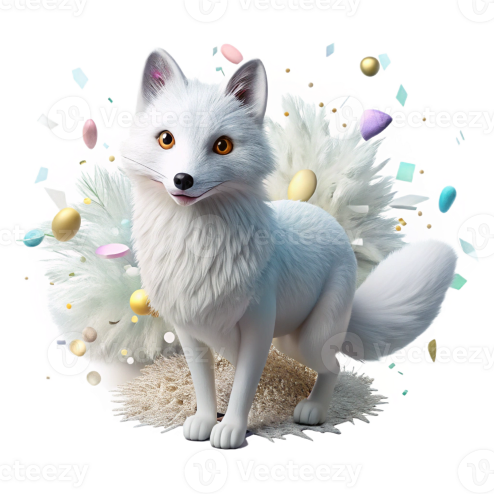 stunning minimalist Arctic Fox White Fur Isolated Element high resolution png