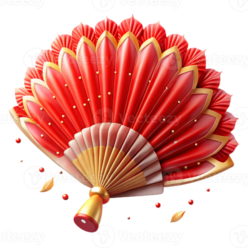 wonderful classic Feathered Ceremonial Fan Bright Red Transparent Background exclusive png