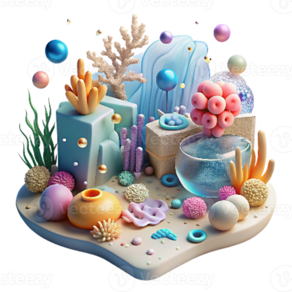 magnificent vintage Diverse Underwater Ecosystem Scene Transparent Element high resolution png