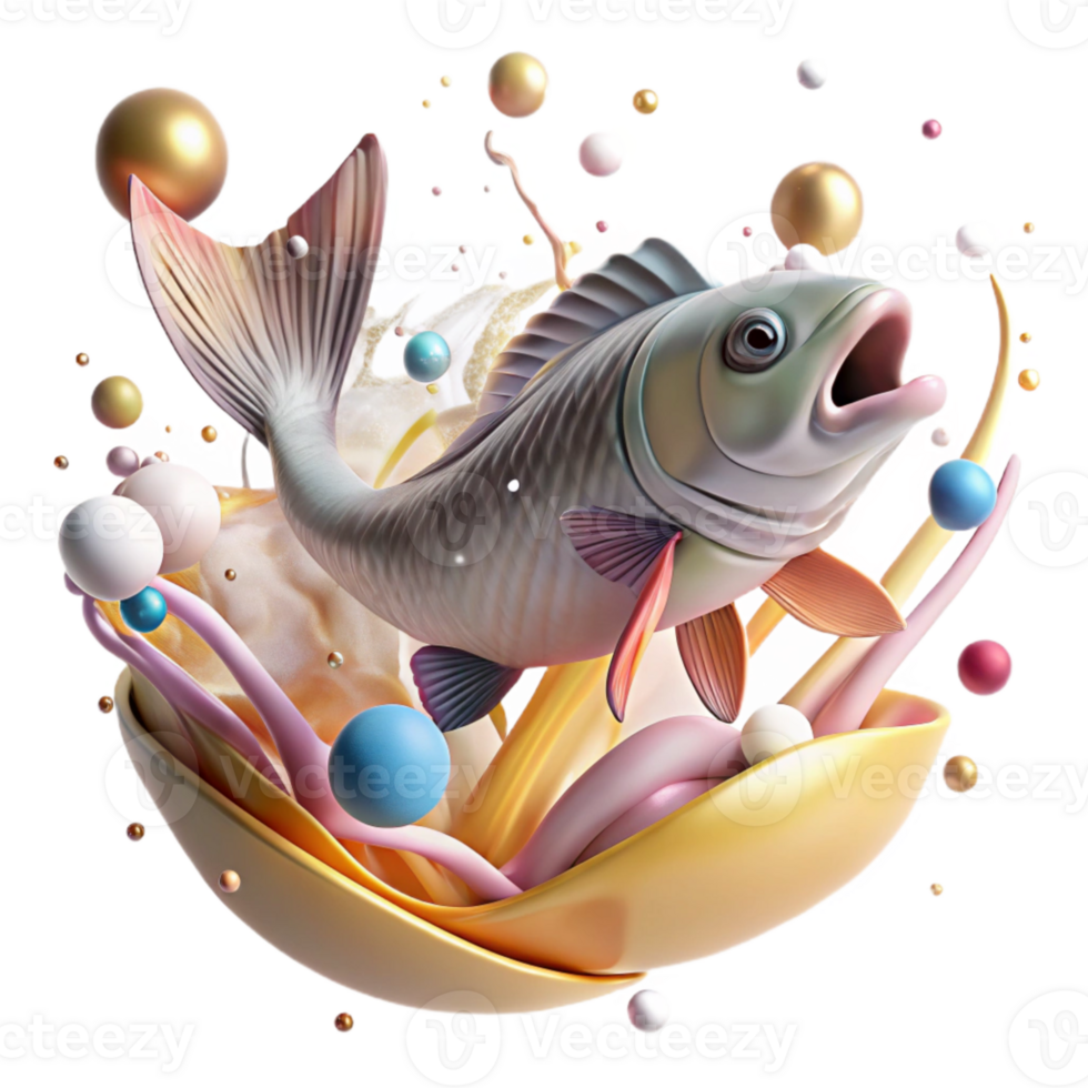 dramatic artistic Fish Jumping Out of Water Isolated Element Dynamic Splash premium png