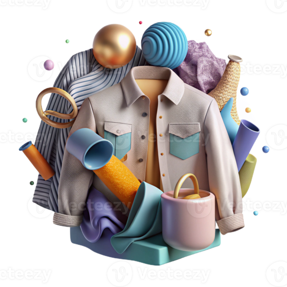 magnificent artistic Community Upcycling Project with Old Clothes Isolated premium png