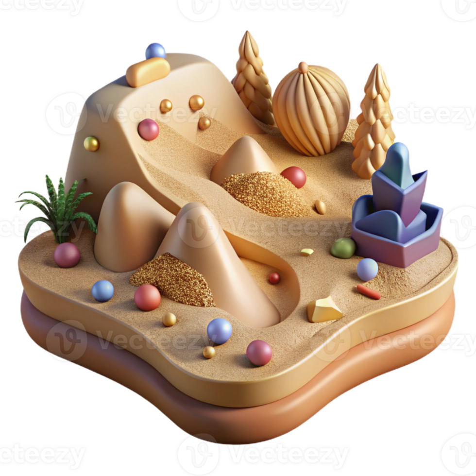 vibrant modern Desert Landscape Side View Isolated Element genuine png