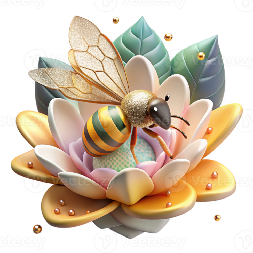 impressive modern Close Up of Bee on Sunflower Transparent Background original png