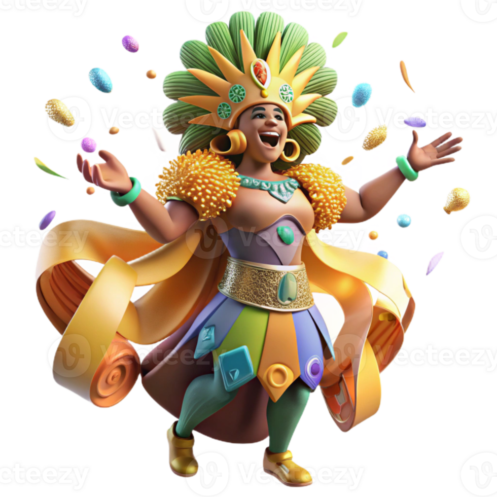 extraordinary artistic Brazilian Carnival Samba Dancer Colorful Costume premium png