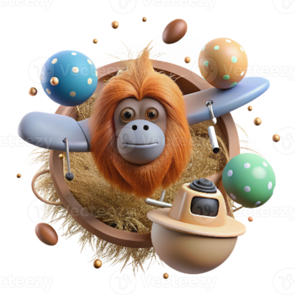 dramatic modern Ai Powered Drone Identifying Orangutan Nest Top Down View Cutout exclusive png