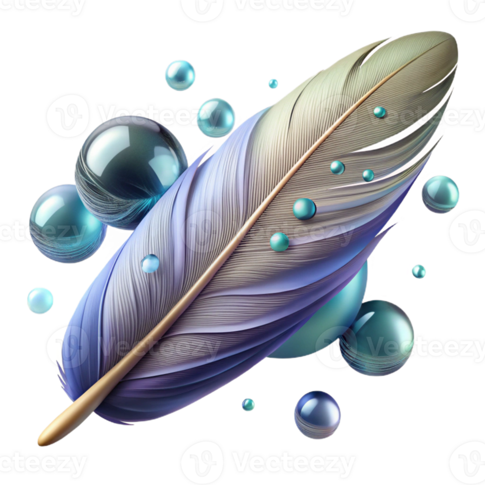 impressive modern Bird Feather with Water Droplets Isolated Element exclusive png