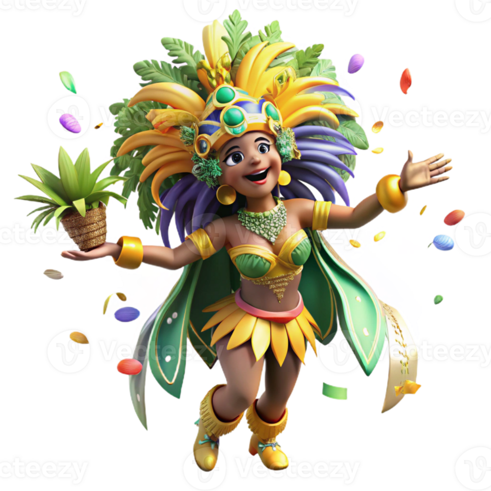 beautiful traditional Brazilian Samba Dancer Carnival Costume Isolated Element exclusive png