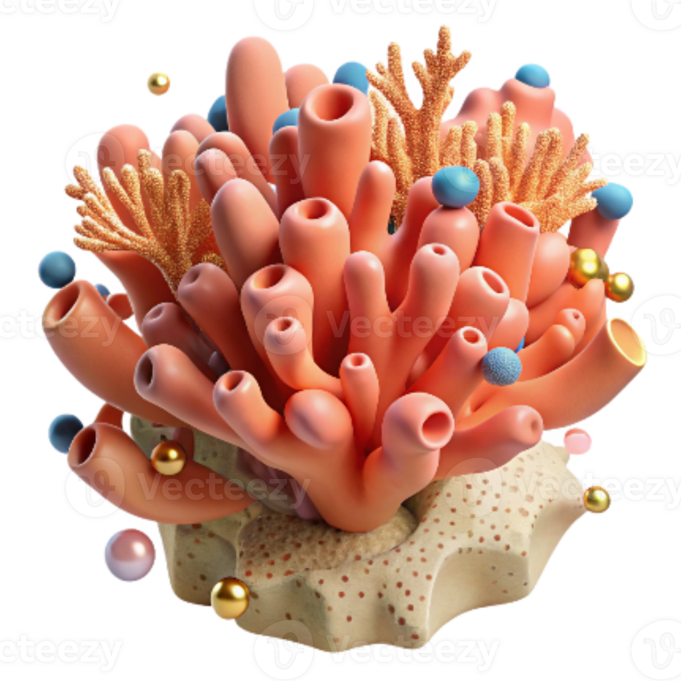elegant artistic Coral Polyp Close Up Underwater Scene Isolated genuine png