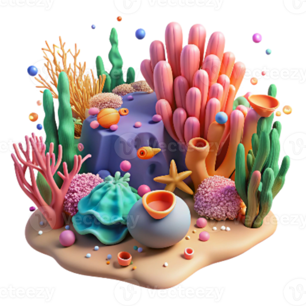impressive abstract Coral Reef Vibrant Colors Transparent Cutout high quality png