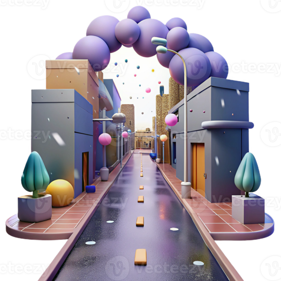 stunning creative Deserted City Street After Rain Isolated Element premium png