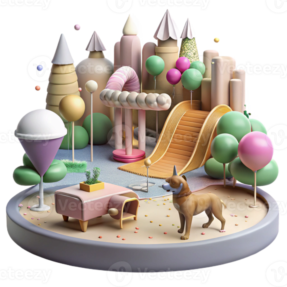 serene vintage City Park with Dog Park Isolated Element professional png
