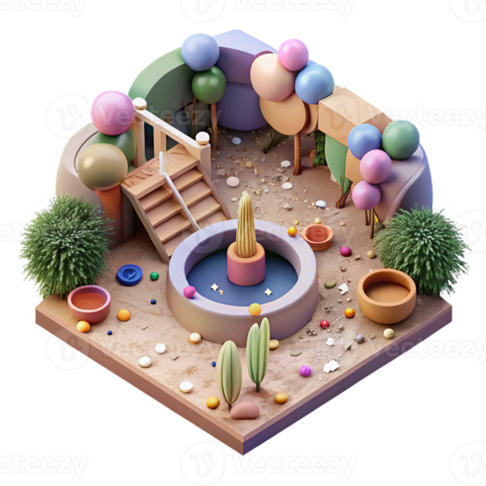 dramatic modern Community Garden Top View with Bright Lighting Isolated genuine png