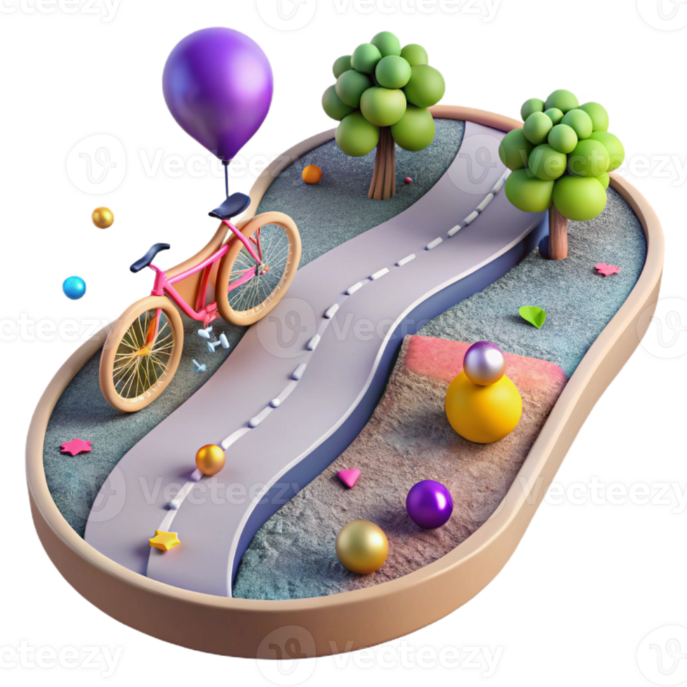 dramatic classic Bicycle Path Winding Through Park Transparent Background high quality png