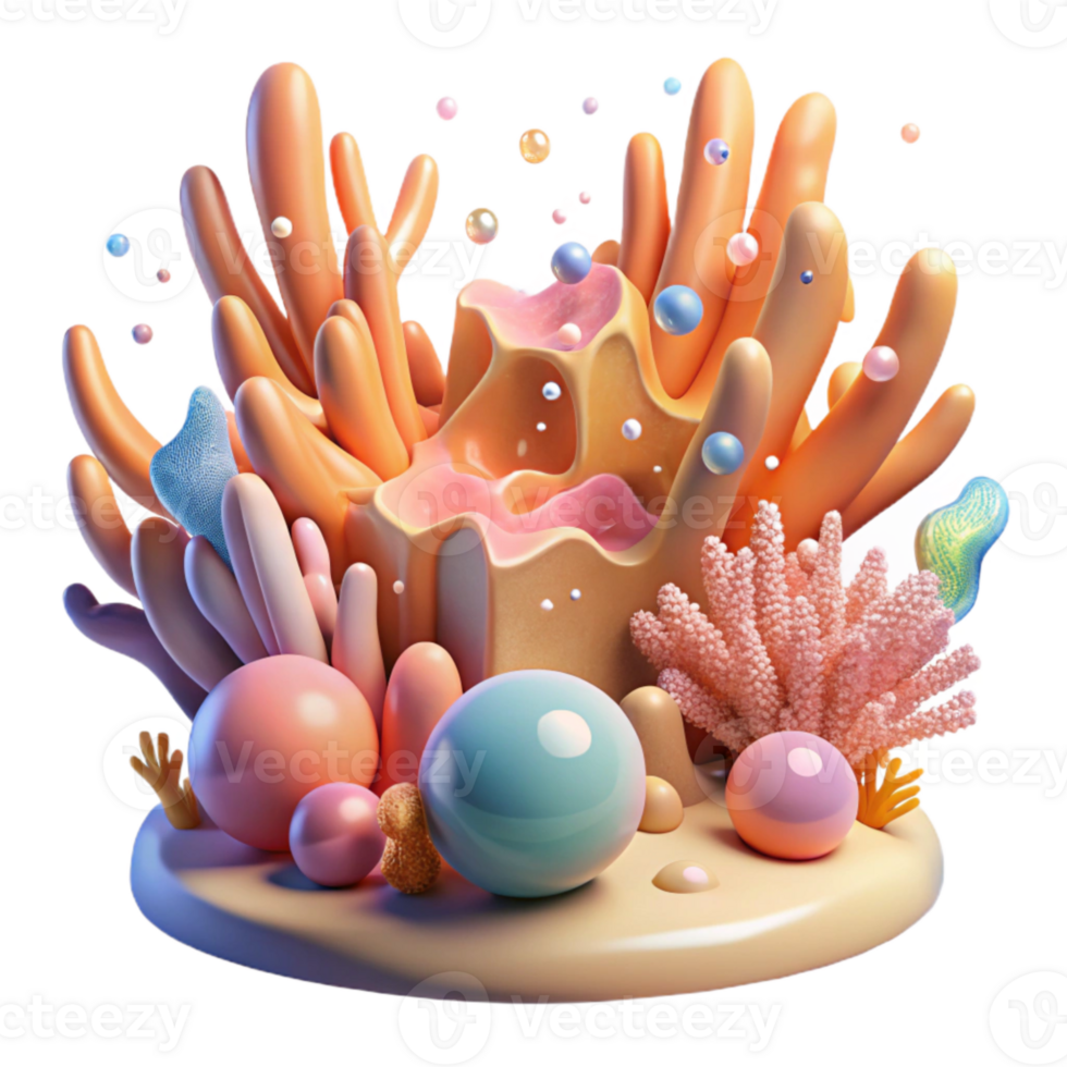 impressive contemporary Coral Reef with Sunlight Isolated Element Bright Scene premium png