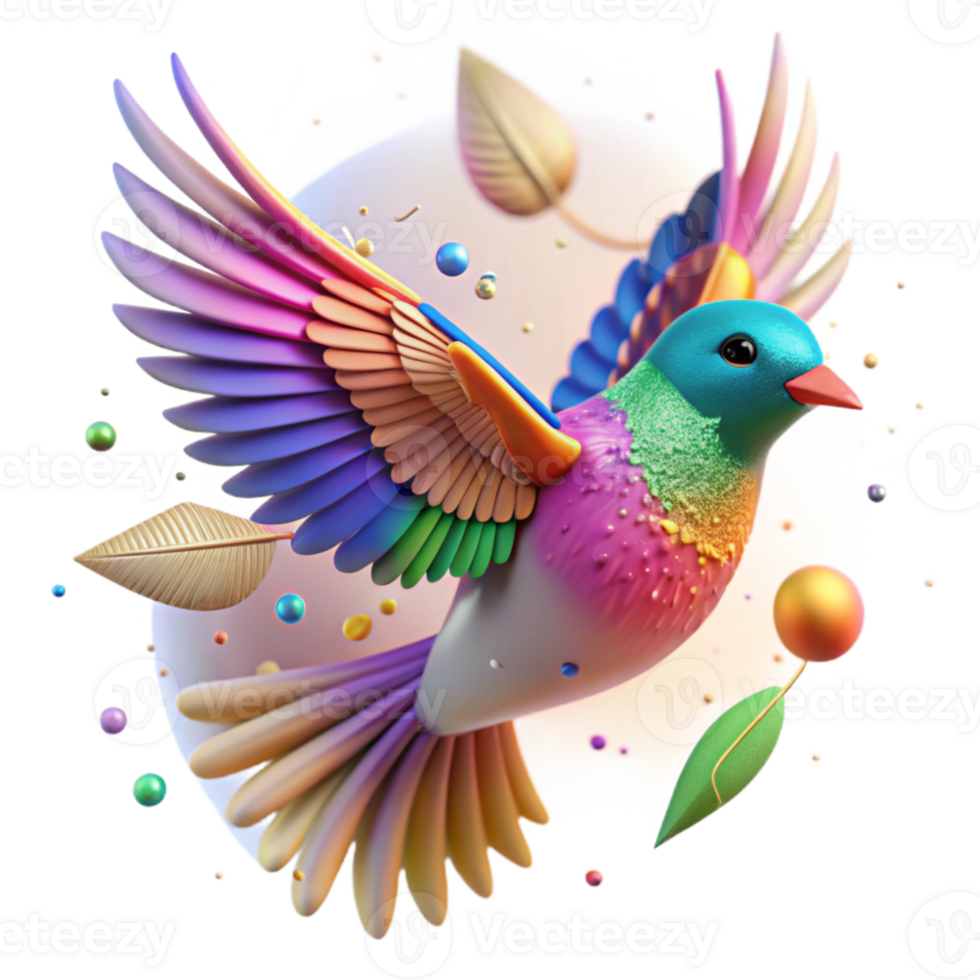 wonderful artistic Colorful Bird in Flight Transparent Background Cutout genuine png