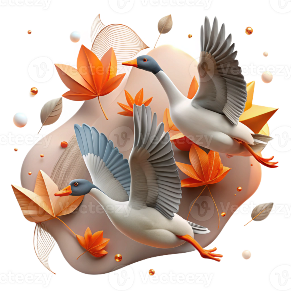 extraordinary abstract Flying Geese Migration Cutout Autumn Leaves Background Transparent detailed png