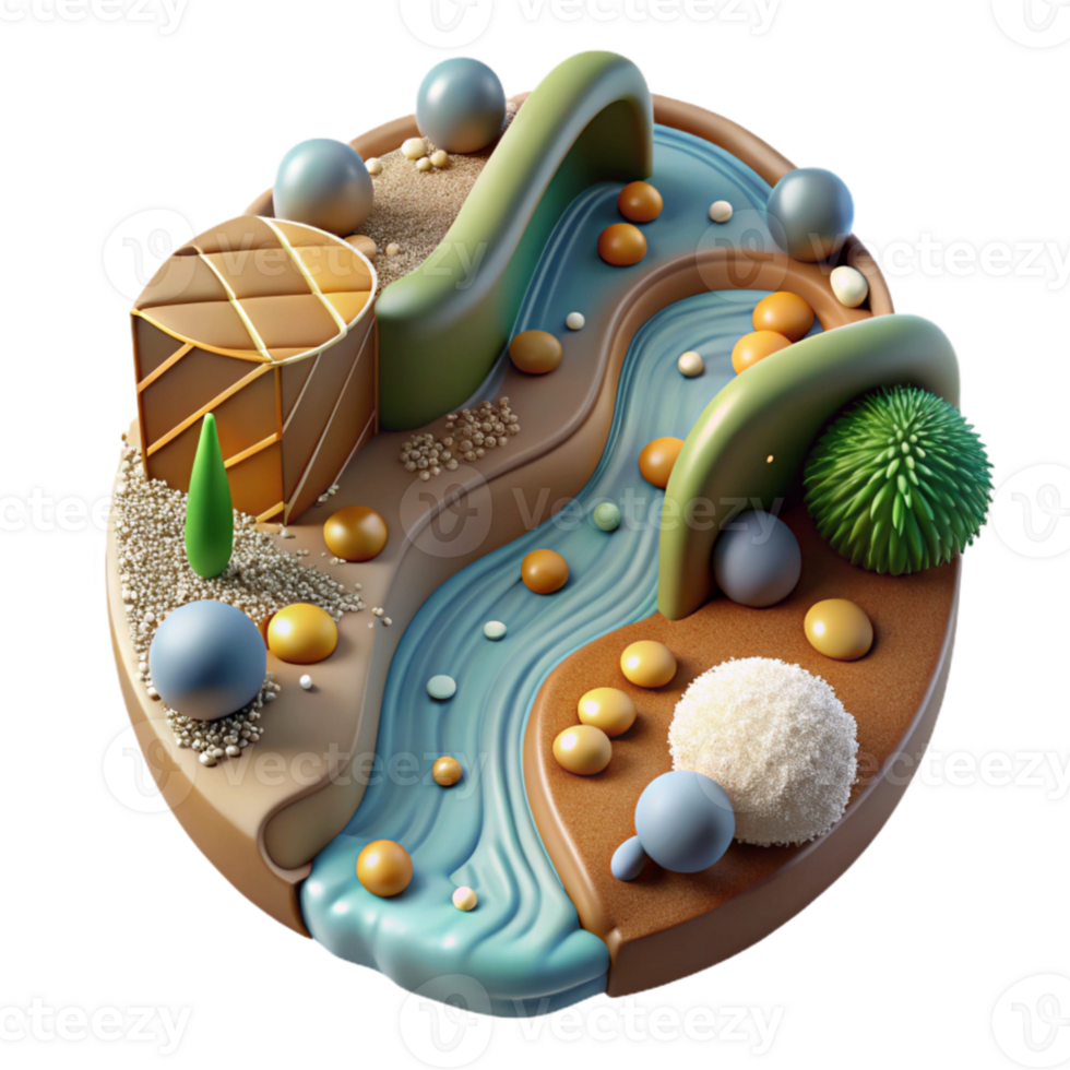 impressive vintage Contaminated Water with Agricultural Runoff Top View Cutout high resolution png