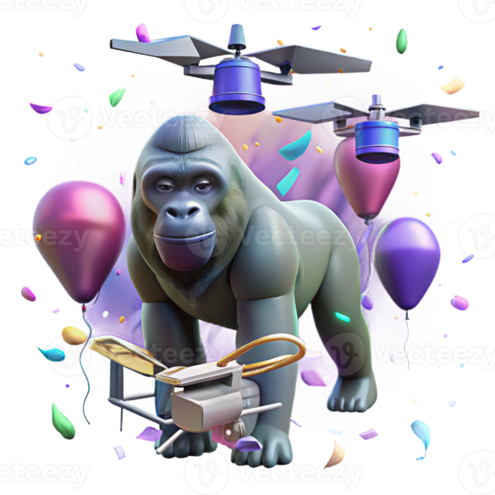 stunning rustic Drone Tracking Western Lowland Gorilla Isolated high resolution png