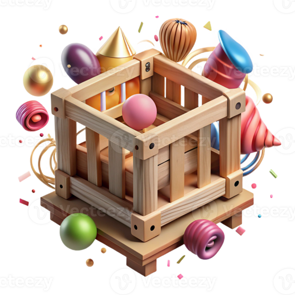 stunning modern Empty Animal Crate Cutout with Wooden Slats png