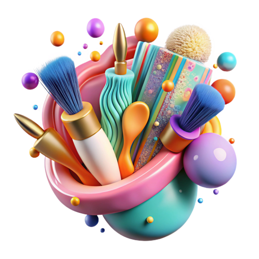 magnificent artistic Colorful Brushes Creative Art Collaboration Transparent Background premium png