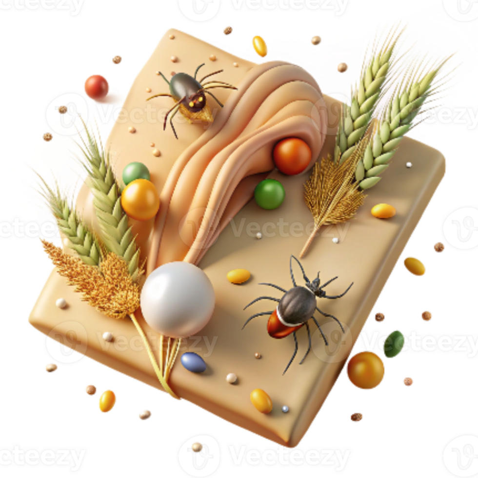 magnificent minimalist Cover Crops and Insects Isolated Top Down View png
