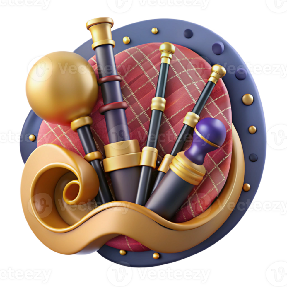 beautiful classic Bagpipes Scottish Design Cutout Isolated premium png