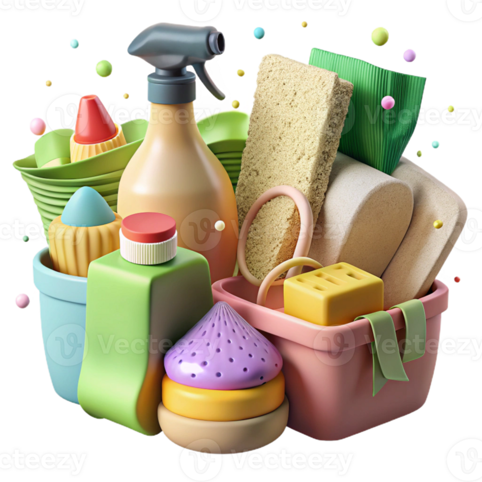 wonderful classic Eco Friendly Cleaning Supplies Flat Lay Transparent Background high resolution png