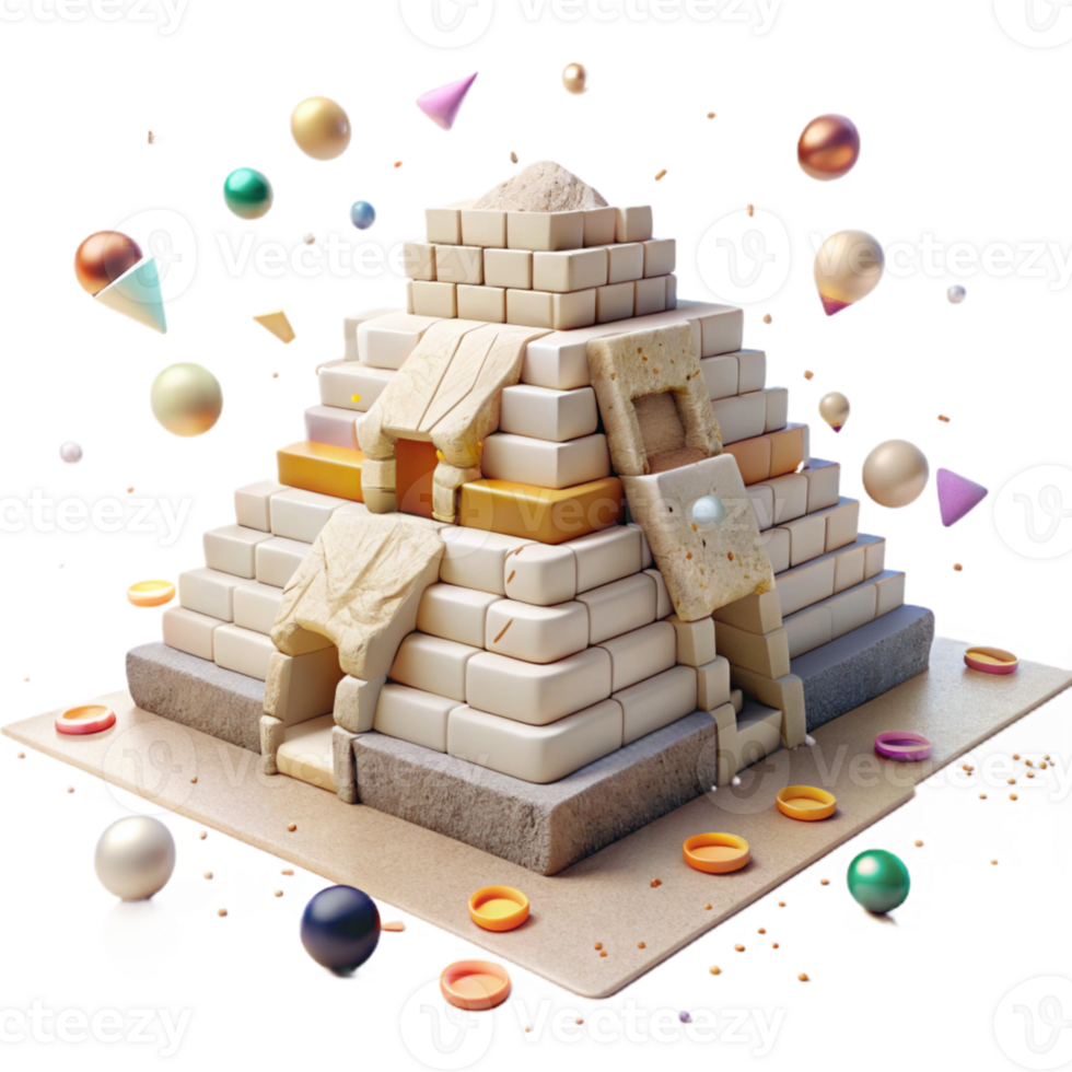 impressive traditional Aztec Pyramid Structure Stone Blocks Transparent professional png
