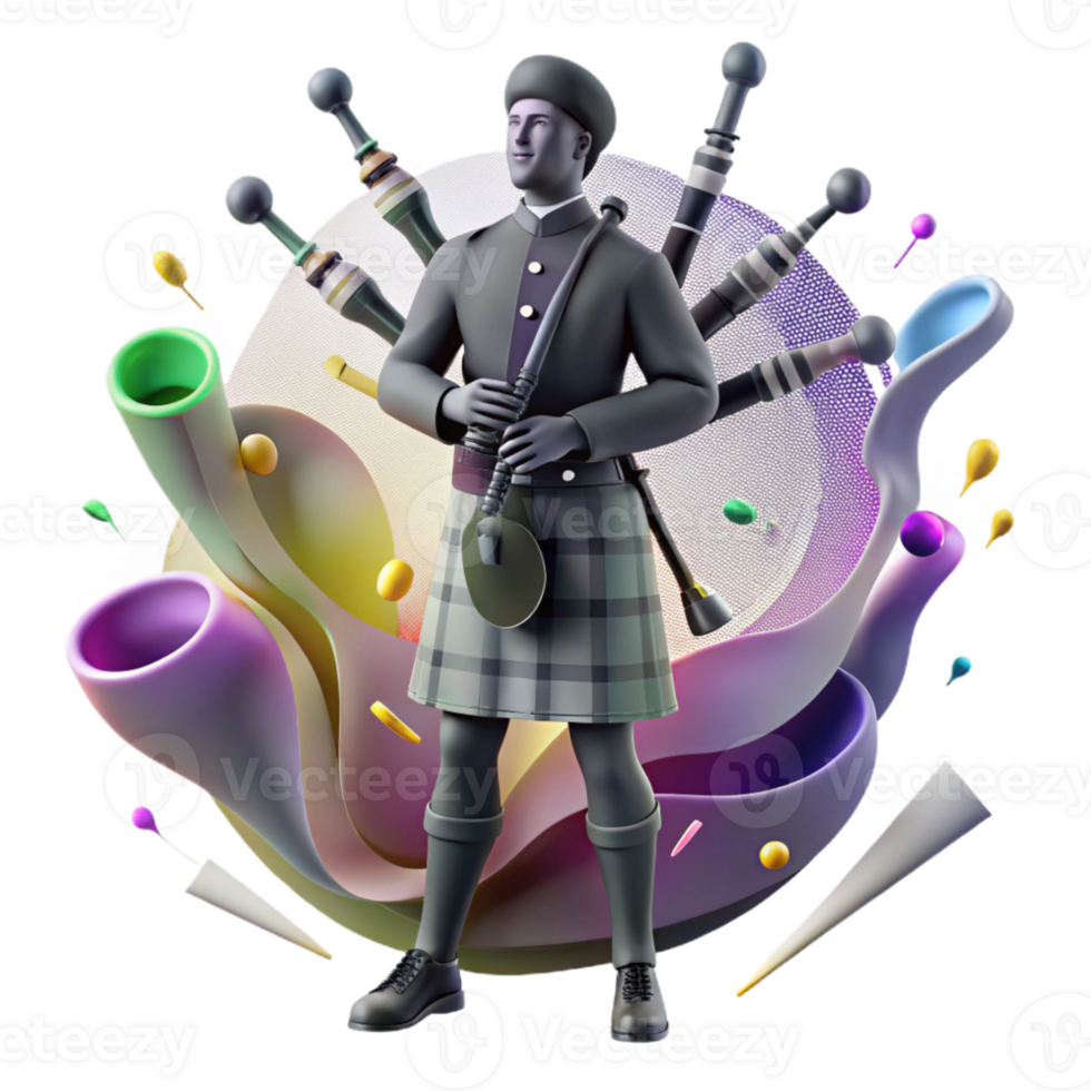 wonderful artistic Bagpipes Player Silhouette Transparent Background authentic png