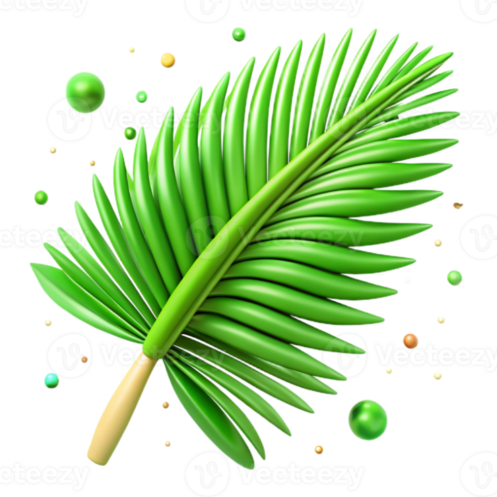 stunning traditional Bright Green Palm Frond Isolated Element authentic png