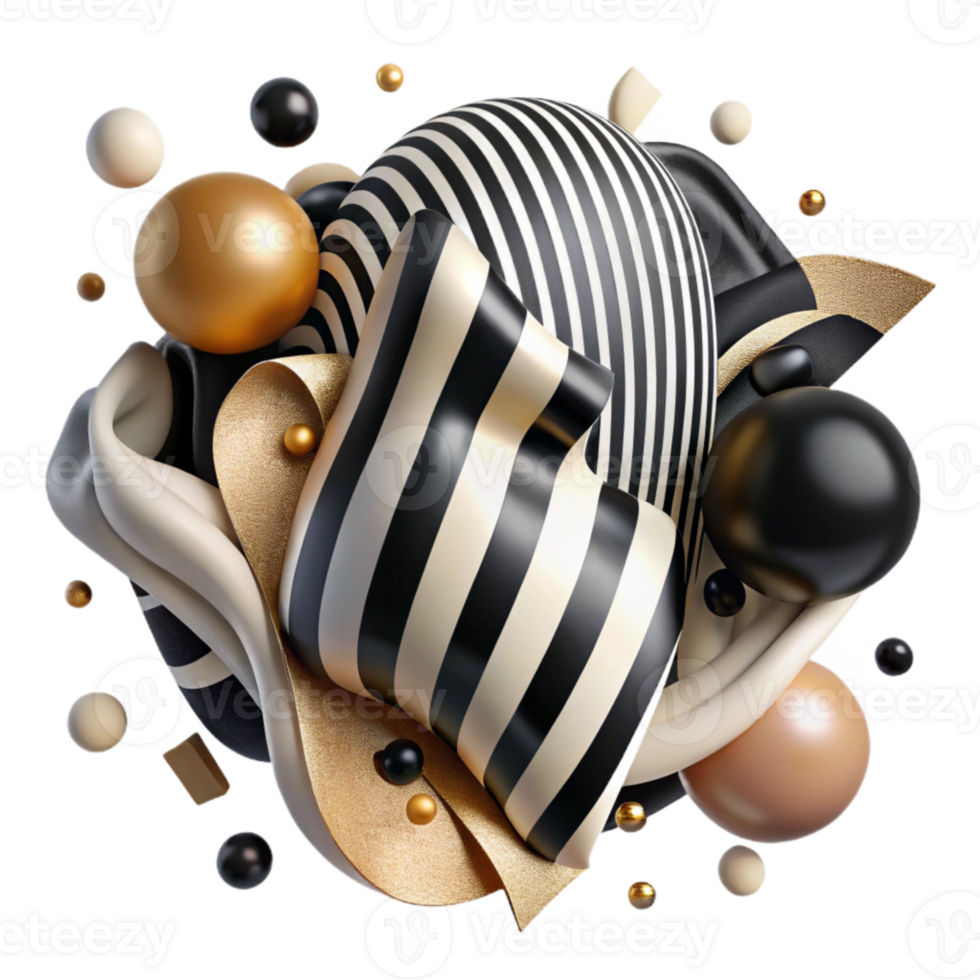 vibrant classic Abstract Black and White Stripe Cutout premium png