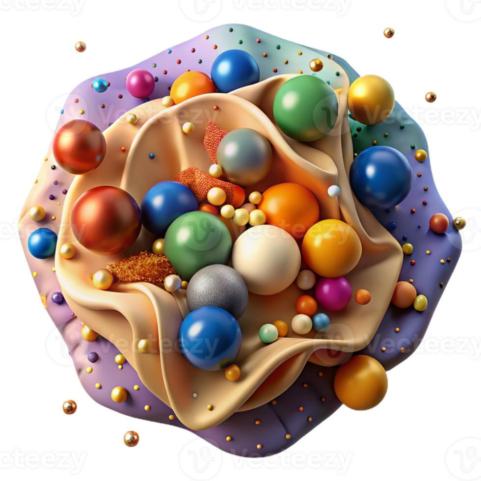 beautiful creative Colorful Beads Scattered Top View Isolated detailed png