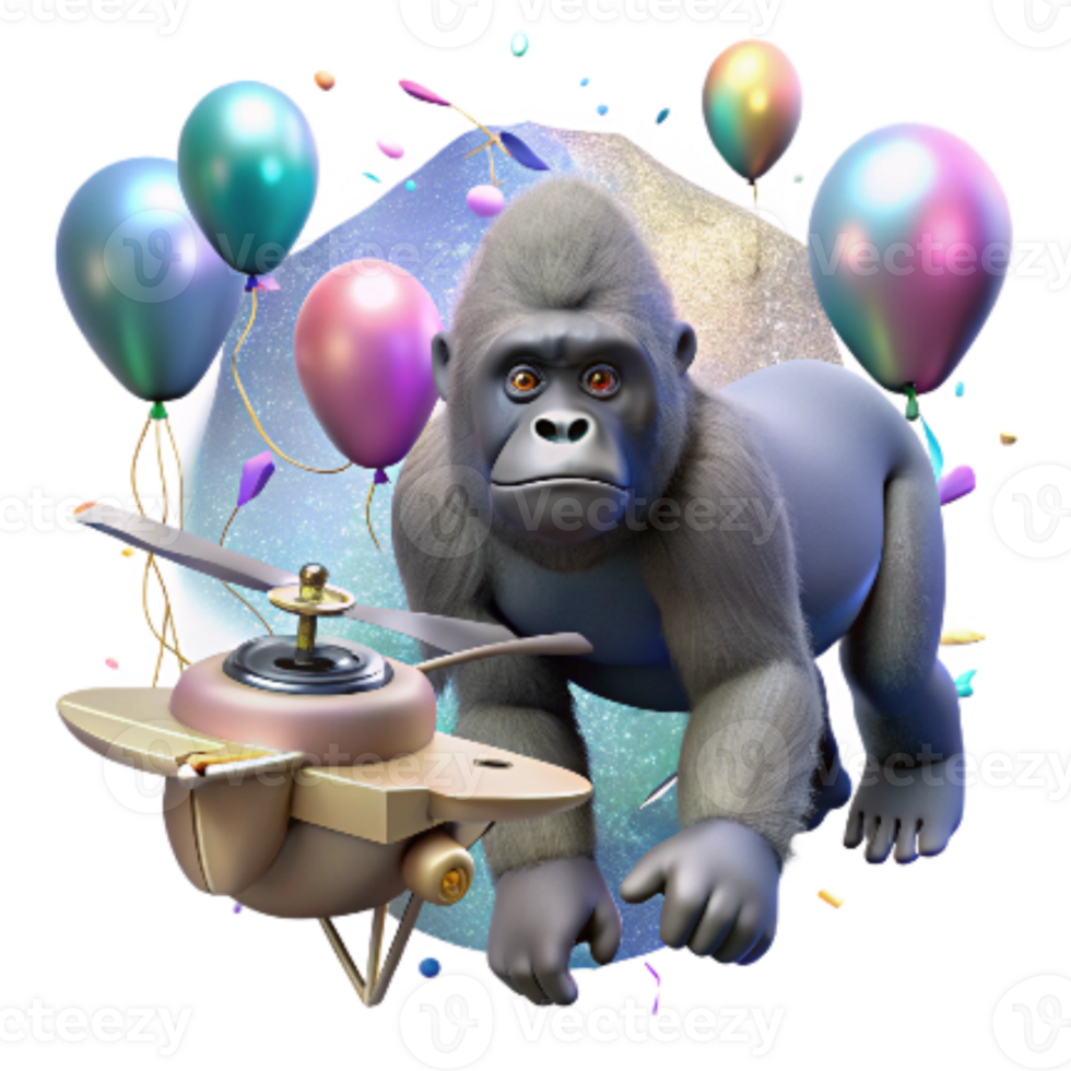 beautiful contemporary Drone Observing Mountain Gorilla Infant Transparent Background authentic png
