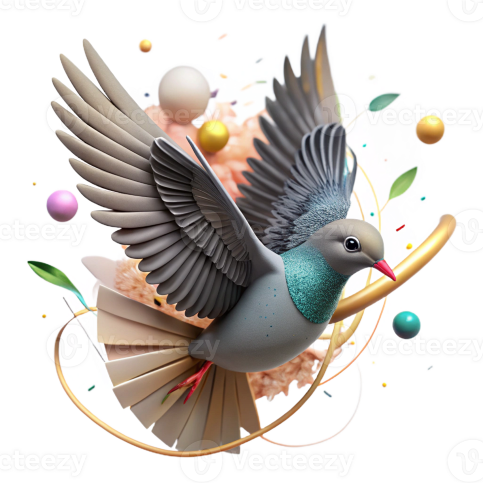 serene rustic Bird in Flight with Clouds Isolated Element high resolution png