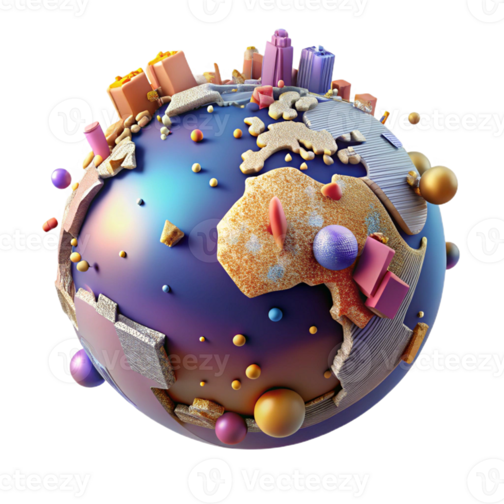 vibrant modern Globe with Glowing Cities Transparent Background exclusive png