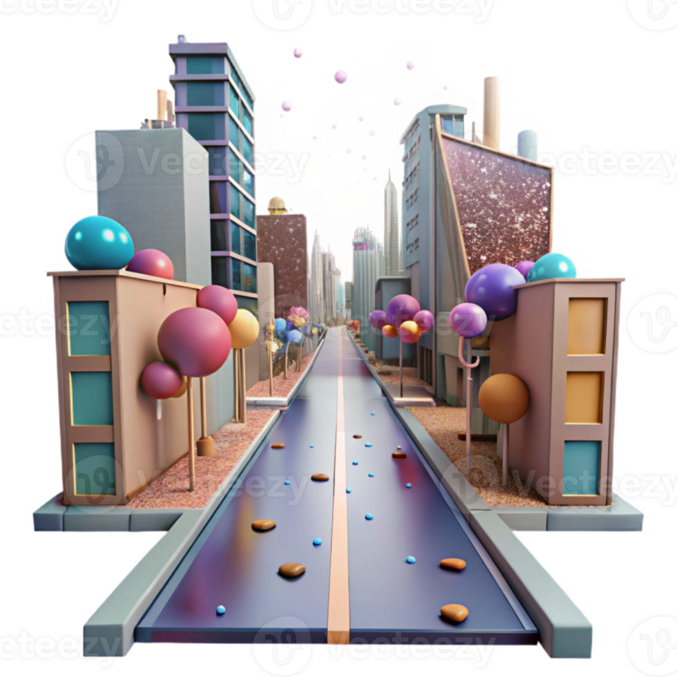 stunning artistic Deserted City Street After Rain Isolated Element original png