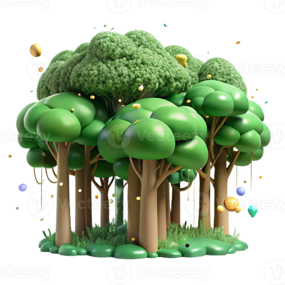 elegant artistic Forest Canopy Lush Green Top View Transparent Background premium png